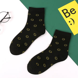 4 Paar lustige Emoji Socken mit Smiley Stickerei Freizeitsocken