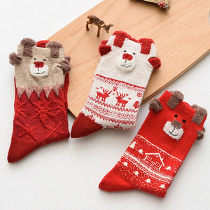 3 Paar warme Damen Wintersocken Weihnachtssocken Kuschelsocken