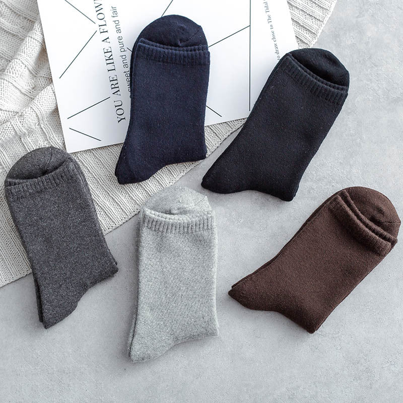 5 Paar klassische Herren Thermo Socken, warme Arbeitssocken aus Baumwolle