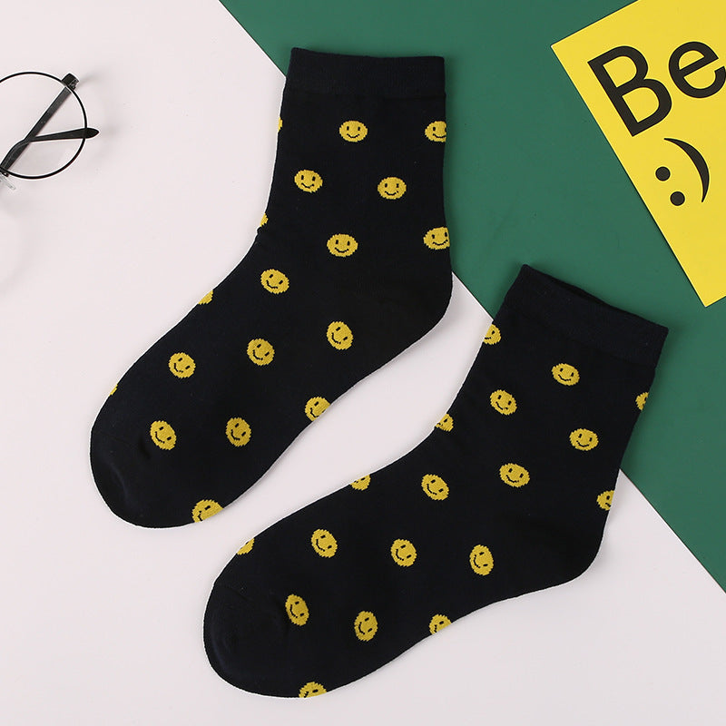 4 Paar lustige Emoji Socken mit Smiley Stickerei Freizeitsocken