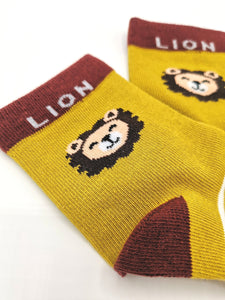 5 Paar Kindersocken Knöchelhoch mit Löwen-Motiven