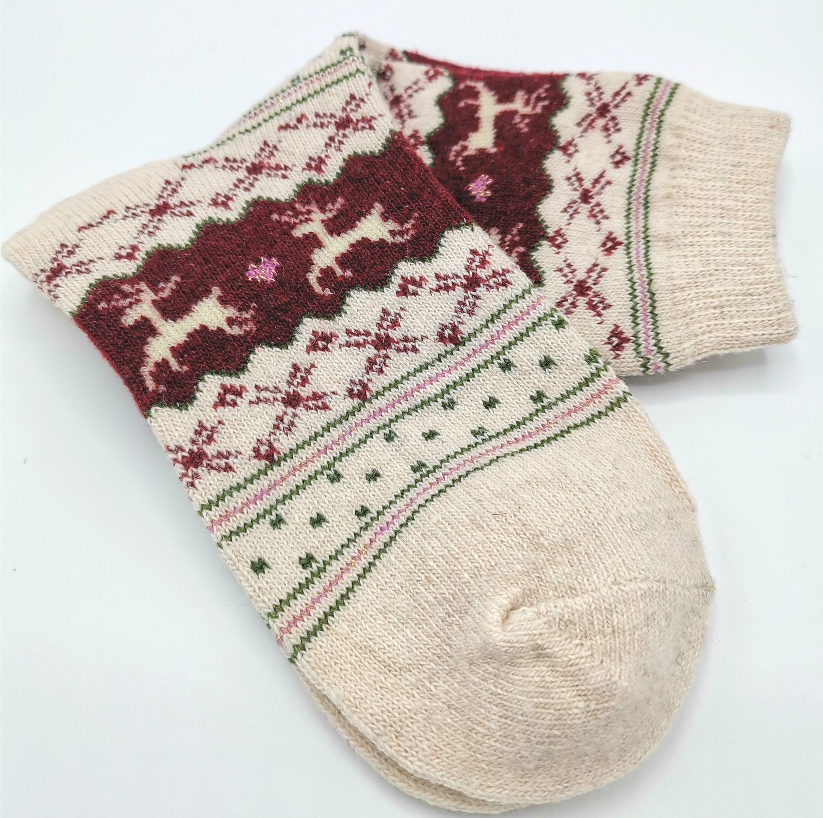 5 Paar Wollsocken warme Wintersocken mit Weinachtsmotiven