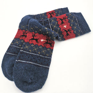 5 Paar Wollsocken warme Wintersocken mit Weinachtsmotiven