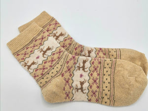 5 Paar Wollsocken warme Wintersocken mit Weinachtsmotiven