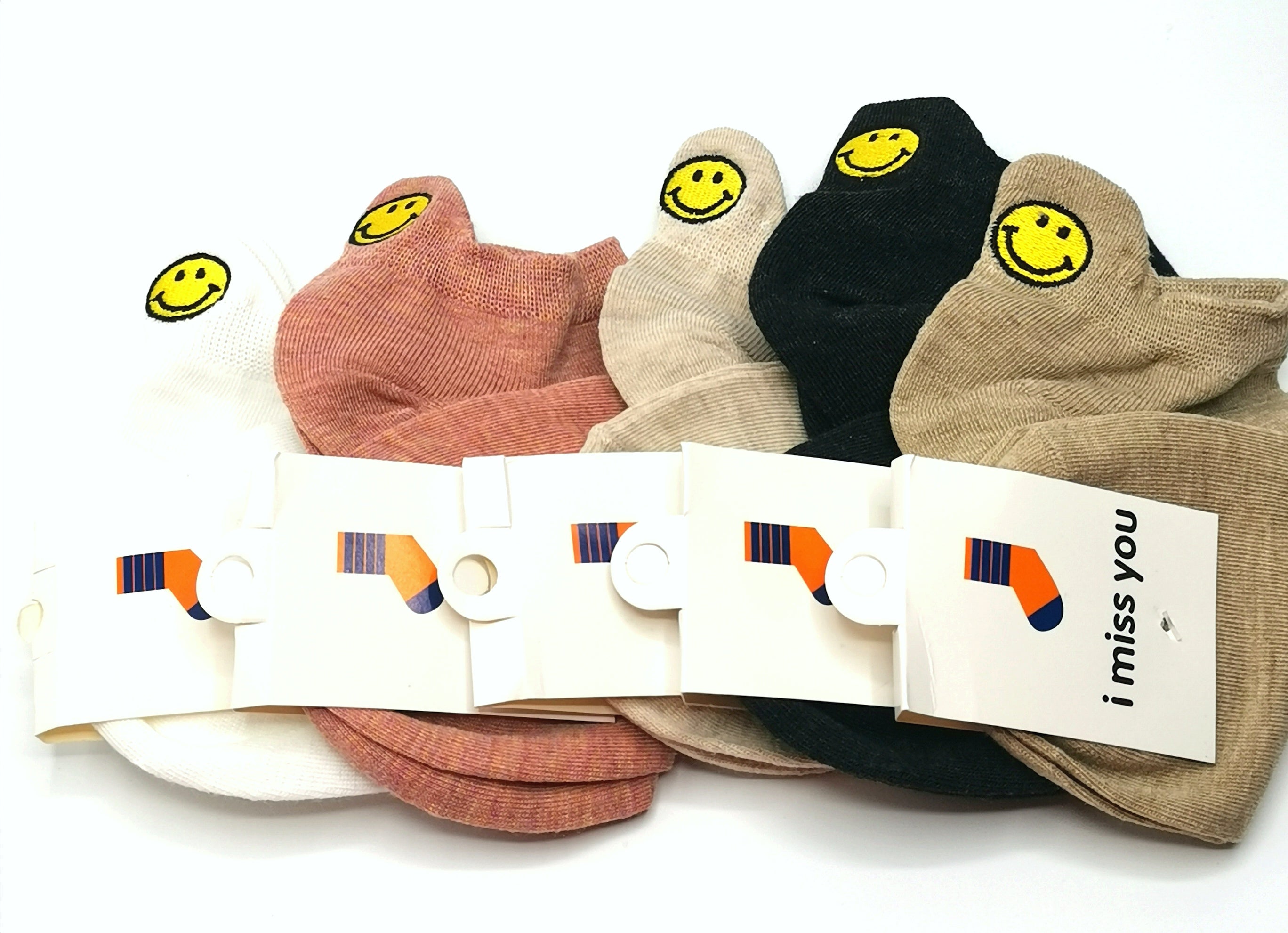 5 Paar Lustige Emoji Socken mit Smiley Stickerei Cartoon