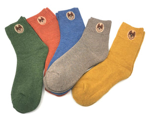 5 Paar Damen Socken mit Fuchs Stickerei warm und gemütlich