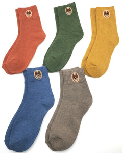 5 Paar Damen Socken mit Fuchs Stickerei warm und gemütlich