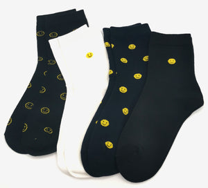 4 Paar lustige Emoji Socken mit Smiley Stickerei Freizeitsocken