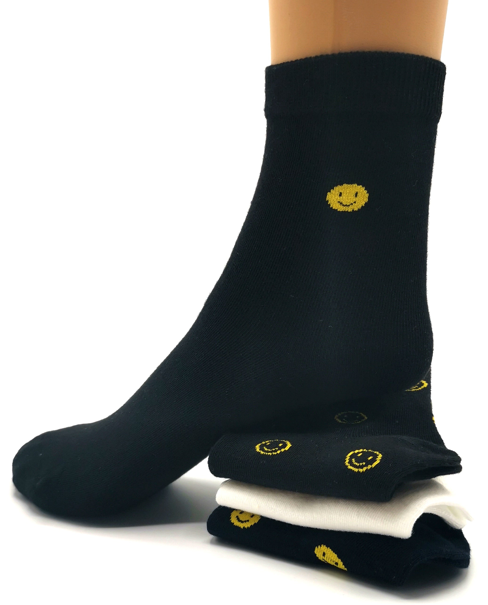 4 Paar lustige Emoji Socken mit Smiley Stickerei Freizeitsocken