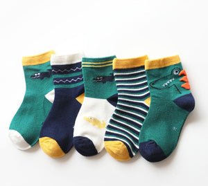 5 Paar Kindersocken mit Krokodil-Motiven Knöchelhoch