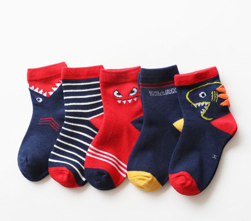 5 paar Kindersocken mit Hai-Motiven Knöchelhoch