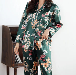 Damen Ice Silk Satin Pyjama Set