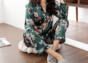 Damen Ice Silk Satin Pyjama Set